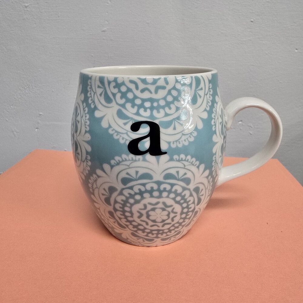 Anthropologie Ceramic Homegrown Monogram Initial Mug "a" Teal